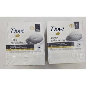 Dove Deep Exfoliating Beauty Bar Charcoal Powder & Glycerin 3.17oz 6 Bars Total‎
